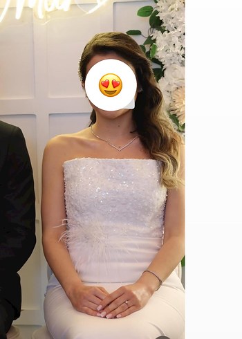 Beyaz söz nişan nikah isteme Abiye elbise - Görsel 3