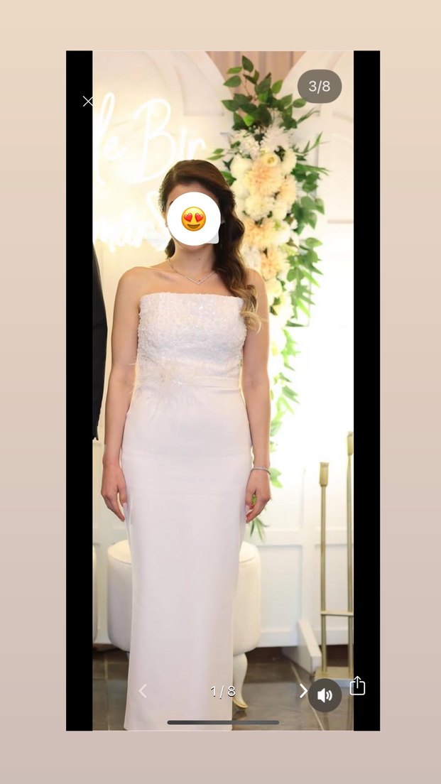 Beyaz söz nişan nikah isteme Abiye elbise - Görsel 2