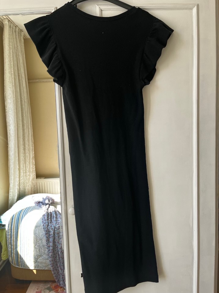 Siyah Fırfırlı dizüstü Günlük Elbise - Görsel 2