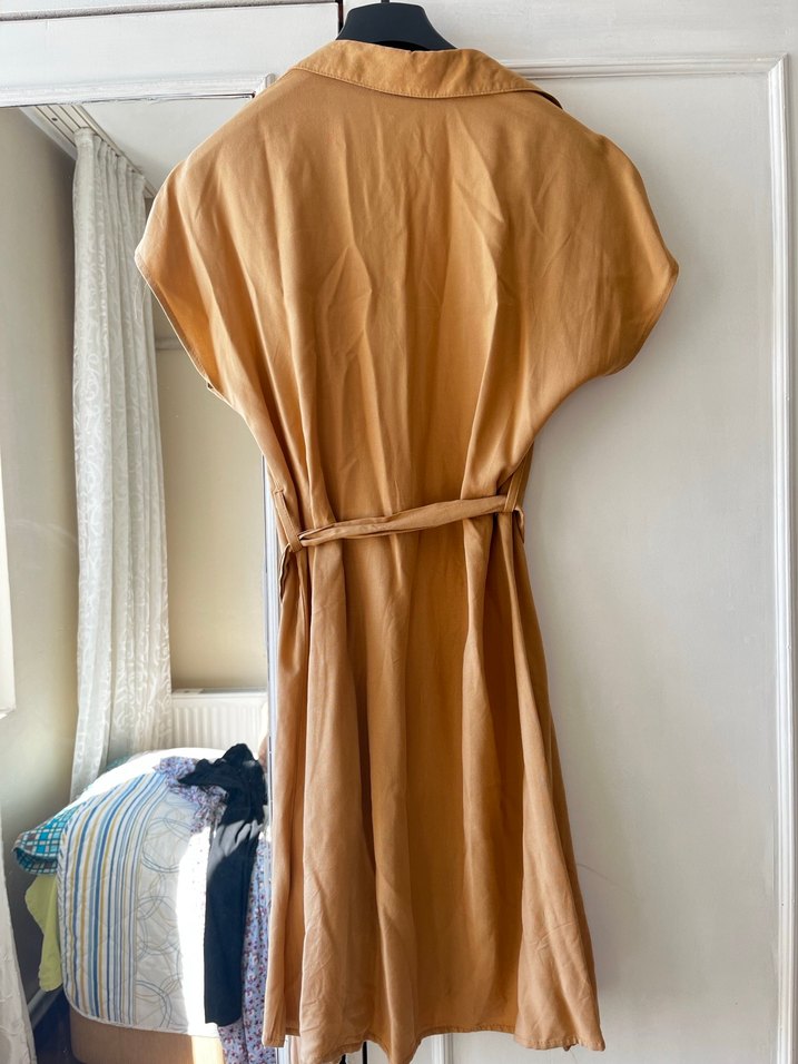 Sıfır Bej Kemerli Mini Kadın Elbise - Görsel 3