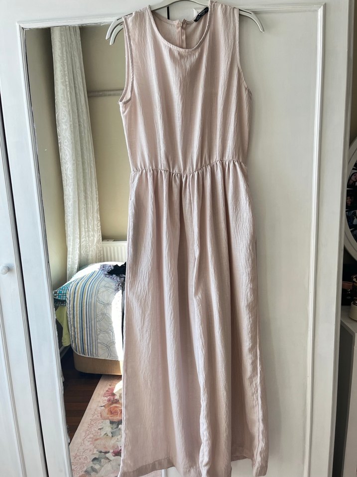 sıfır Bej Kolsuz Uzun Keten tulum hiç giyilmedi - Görsel 2