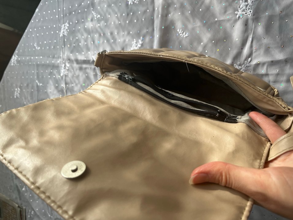 Krem deri kol çantası - Görsel 4