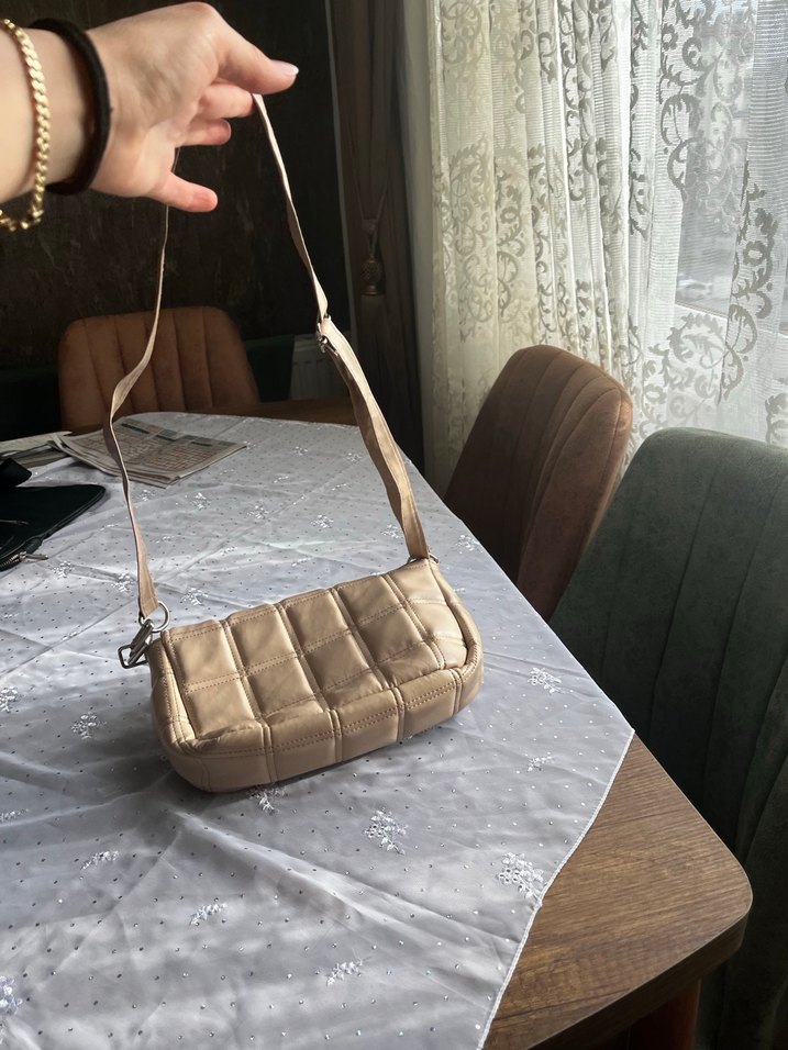 Krem deri kol çantası - Görsel 3