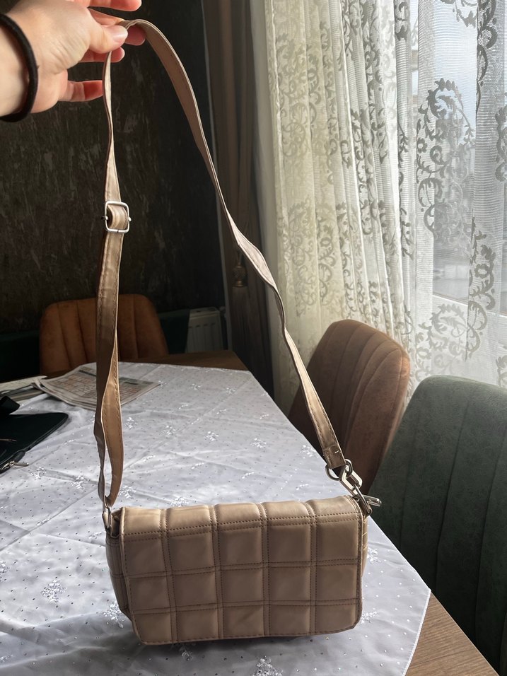 Krem deri kol çantası - Görsel 2