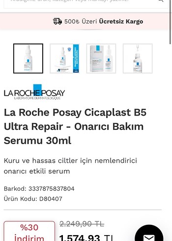 La roche posay Cıcaplast B5 serum orjinal sıfır kutusunda - Görsel 2