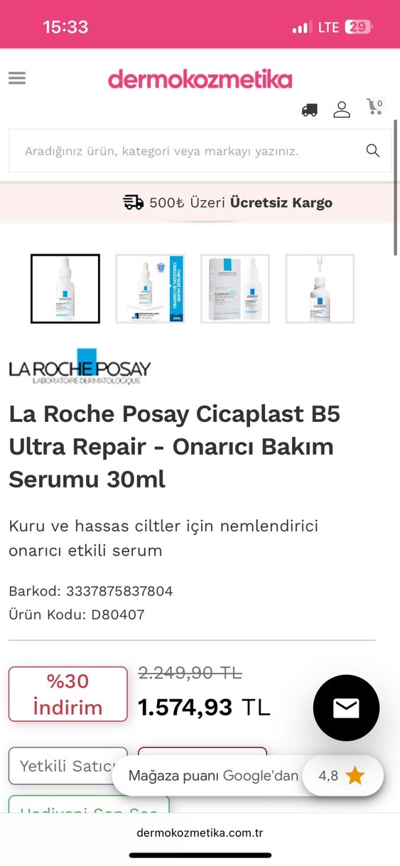 La roche posay Cıcaplast B5 serum orjinal sıfır kutusunda - Görsel 2