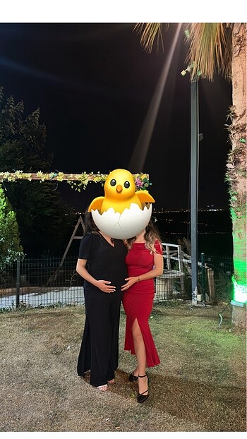 s Beden Kırmızı omuz detay yırtmaçlı elbise