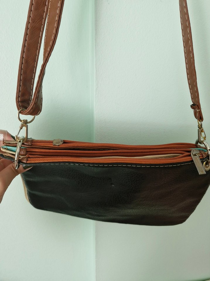 Renkli Deri Kadın Çanta Fermuarlı - Görsel 5