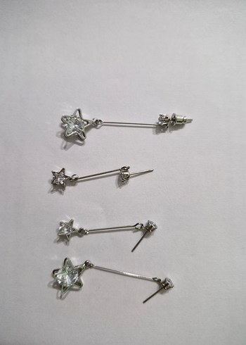 Taşlı Yıldız Küpeler - Görsel 2