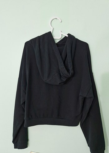 Kadın Siyah Kapüşonlu Sweatshirt - Görsel 2