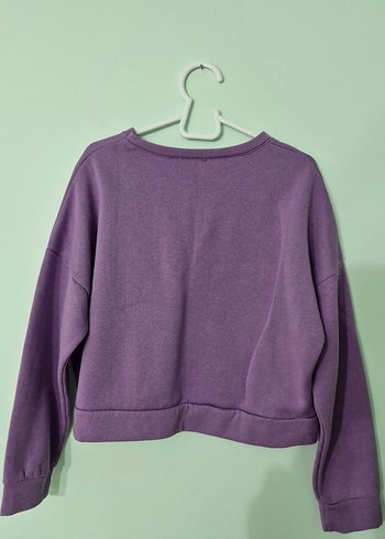 Mor Oversize Kadın Sweatshirt - Görsel 2