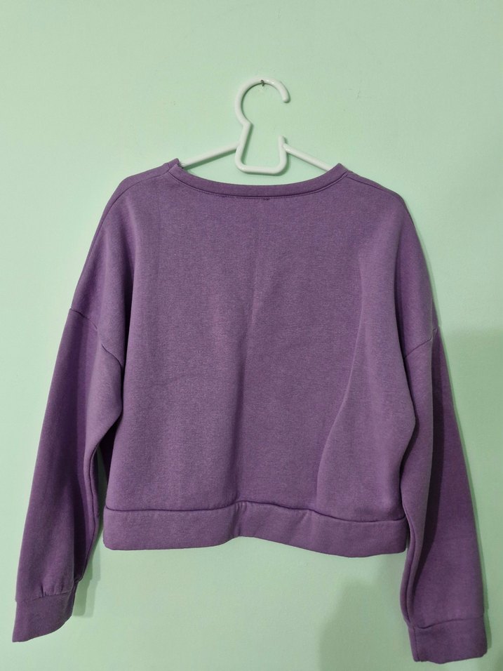 Mor Oversize Kadın Sweatshirt - Görsel 2