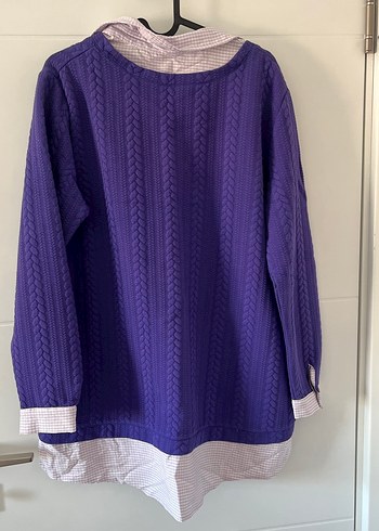 46 Beden mor Renk Pamuklu Mor Triko tunik sweatshirt