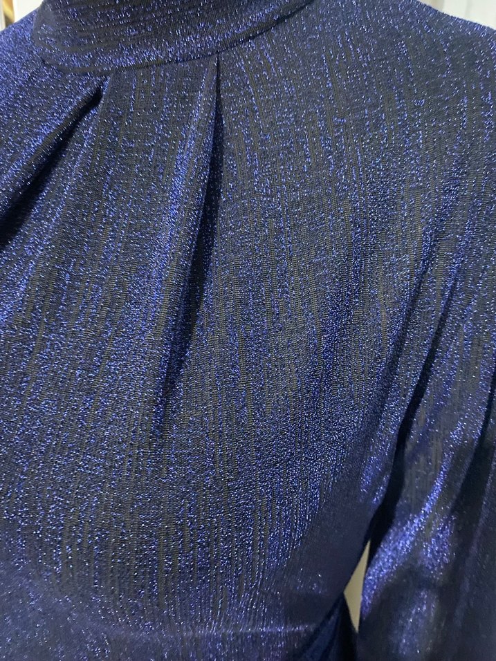 Parlak Lacivert Uzun Abiye Elbise - Görsel 3