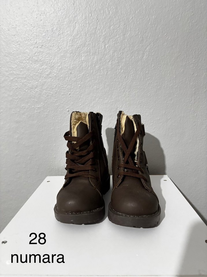 Kahverengi Deri Erkek Çocuk Biker Bot - Görsel 2