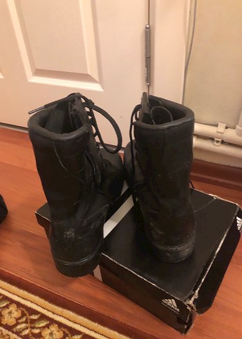 Siyah Deri Erkek Goth Botları Asker botu - Görsel 2