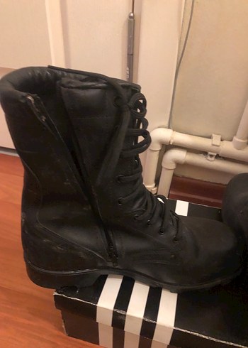 Siyah Deri Erkek Goth Botları Asker botu - Görsel 3