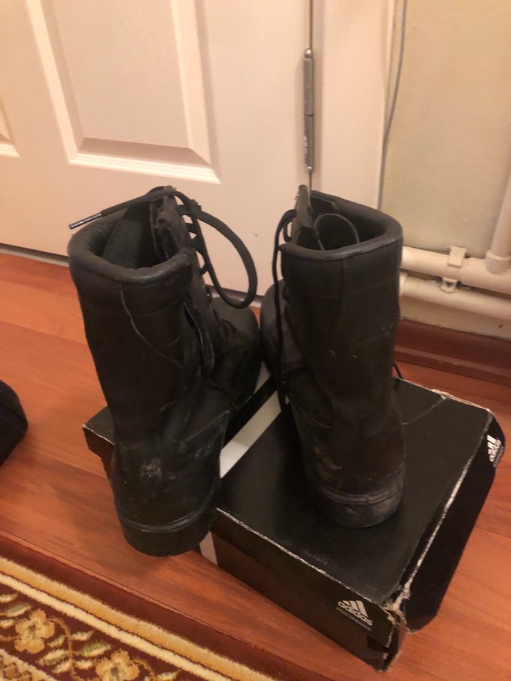 Siyah Deri Erkek Goth Botları Asker botu - Görsel 2