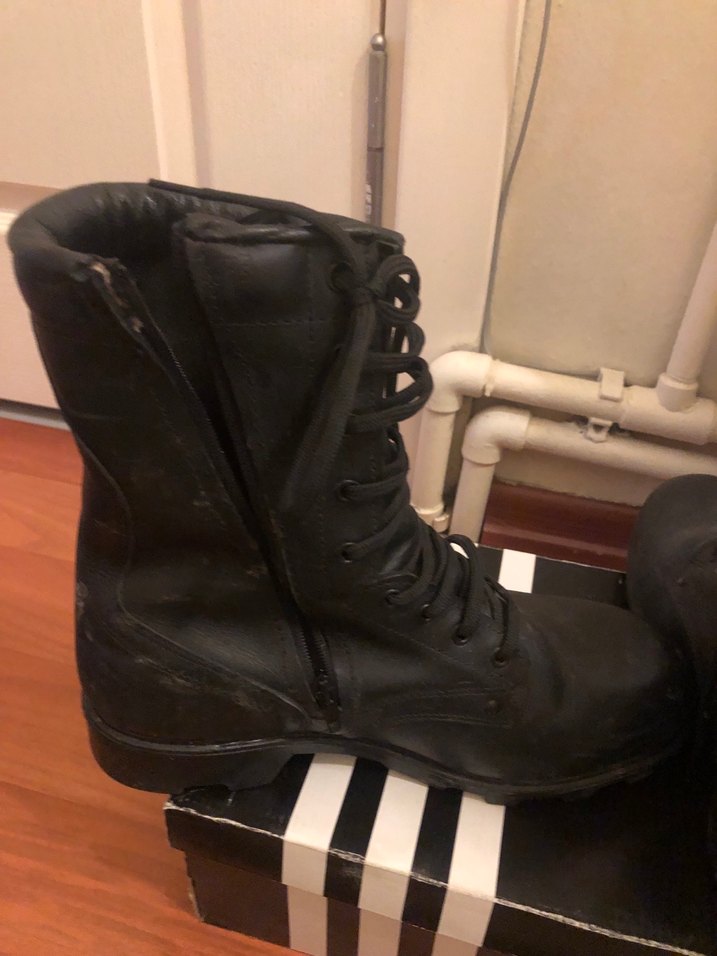 Siyah Deri Erkek Goth Botları Asker botu - Görsel 3