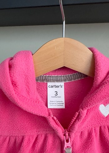Carters Kız Bebek Kapüşonlu Fermuarlı Pembe Yelek - Görsel 2