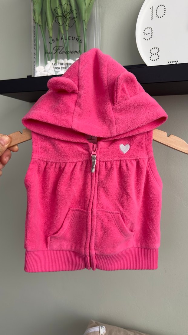 Carters Kız Bebek Kapüşonlu Fermuarlı Pembe Yelek - Görsel 4