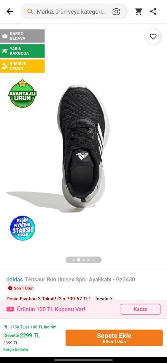 Adidas Tensaur Run Çocuk Unisex Ayakkabı - Görsel 2