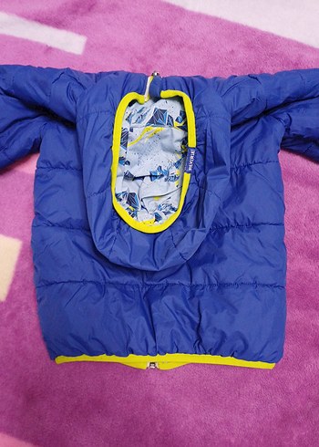 Kapüşonlu Erkek Çocuk Mavi Mont - Görsel 5