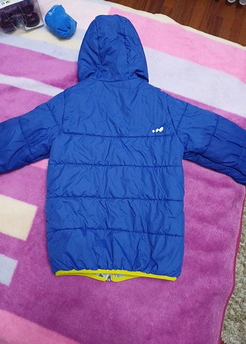 Kapüşonlu Erkek Çocuk Mavi Mont - Görsel 2