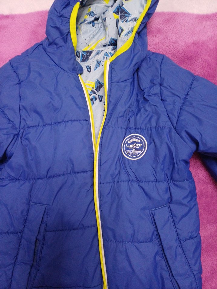 Kapüşonlu Erkek Çocuk Mavi Mont - Görsel 3