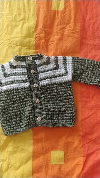 3-6 Ay Beden haki Renk El örgüsü yeşil bebek hırkası