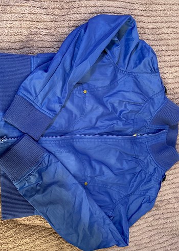 Diğer Düğmeli Mavi Denim Kadın Ceket