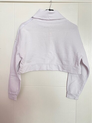 Trendyol & Milla Trendyolmilla Beyaz Fermuarlı Dik Yaka Crop Örme Sweatshirt