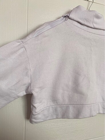 s Beden Trendyolmilla Beyaz Fermuarlı Dik Yaka Crop Örme Sweatshirt