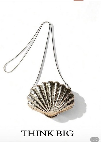 Altın Renkli Yılan Derisi Desenli Boncuklu Clutch Çanta