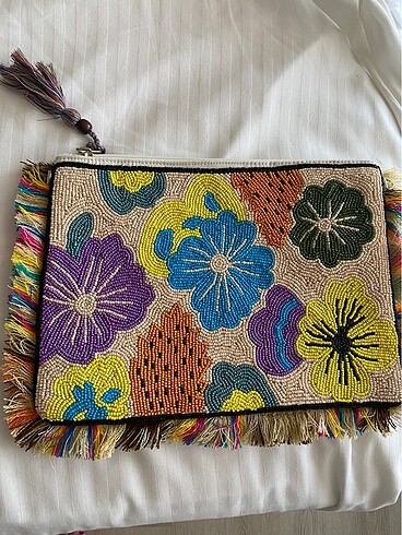 boncuk işlemeli clutch