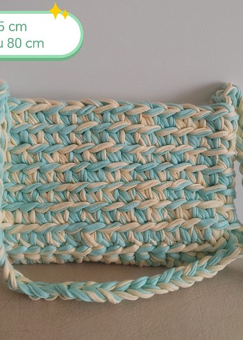 Bohem Örgü Turkuaz Kadın Çanta - Görsel 2