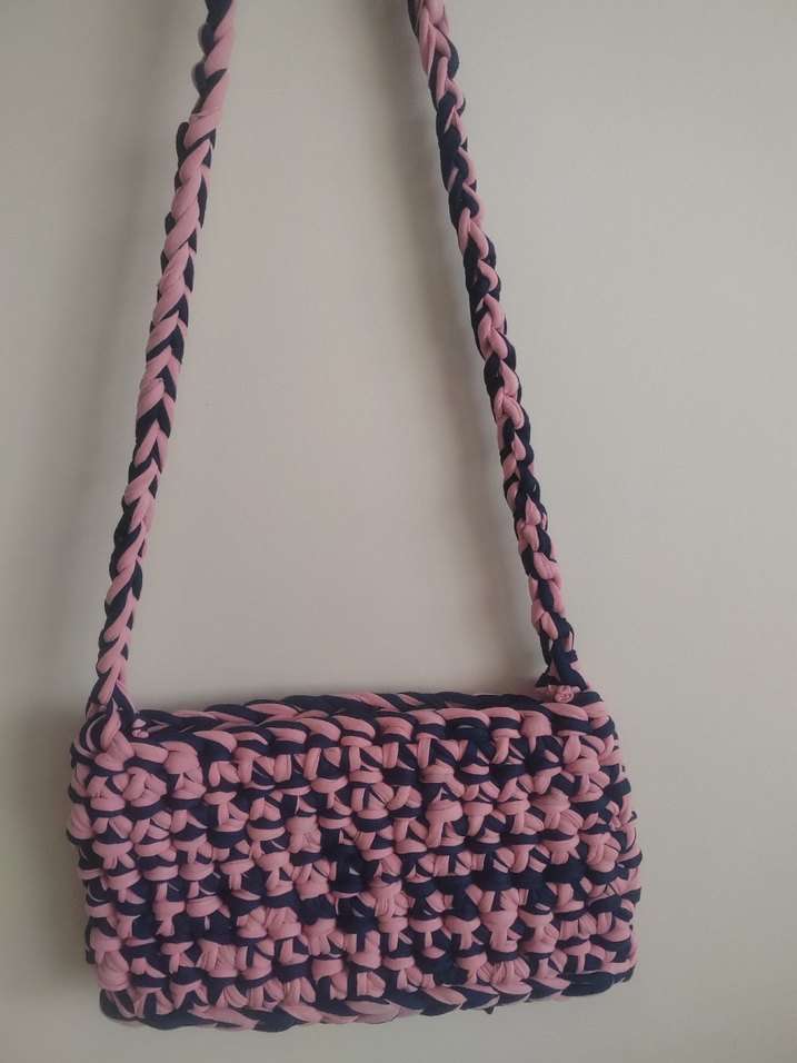 Pembe Örgü Kadın Çanta - Görsel 4