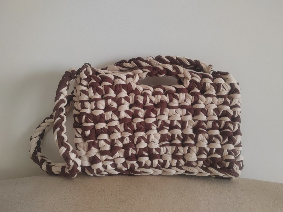 Kahverengi Örgü Kadın Çanta - Görsel 3