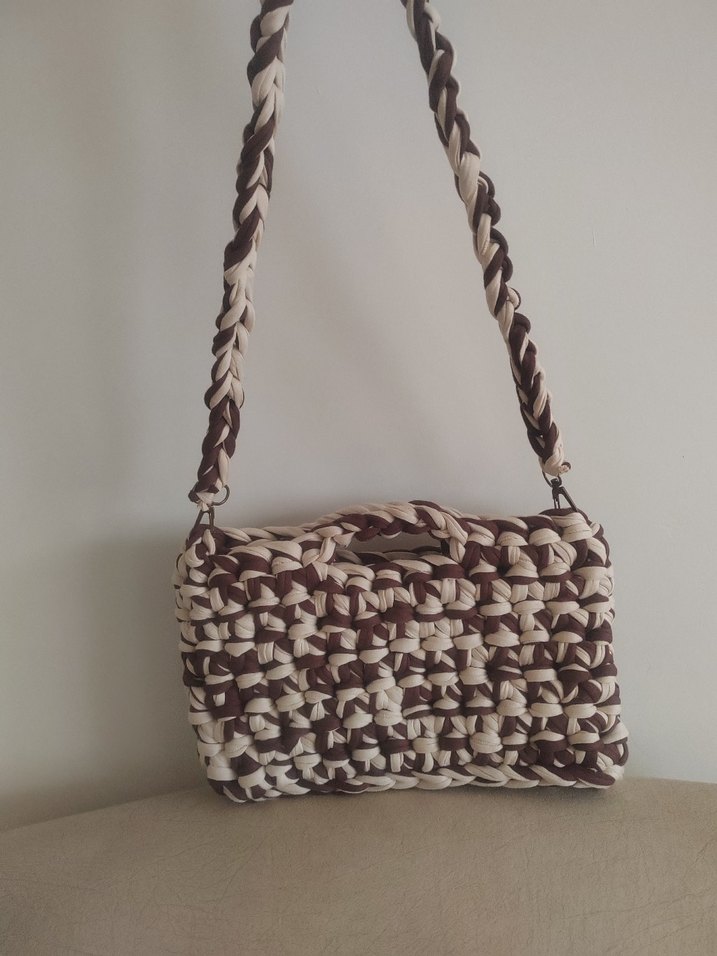 Kahverengi Örgü Kadın Çanta - Görsel 2