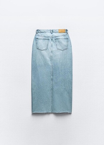 s Beden mavi Renk ZARA YIRTMAÇLI DENIM MİDİ ETEK