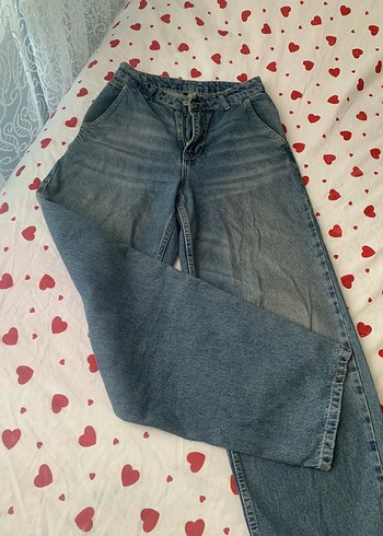Kadın Mavi Loose Fit Midi Denim Jean