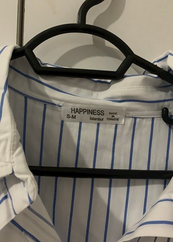 s Beden mavi Renk Happiness İstanbul Oversize Beyaz Mavi Çizgili Gömlek