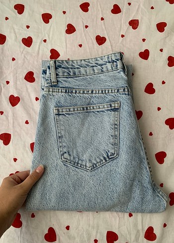 38 Beden Mavi Batik Desenli Midi Kot Pantolon