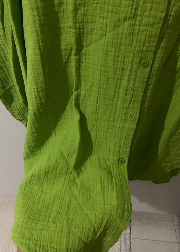s Beden Happiness İstanbul Kadın Fıstık Yeşili Oversize Gömlek