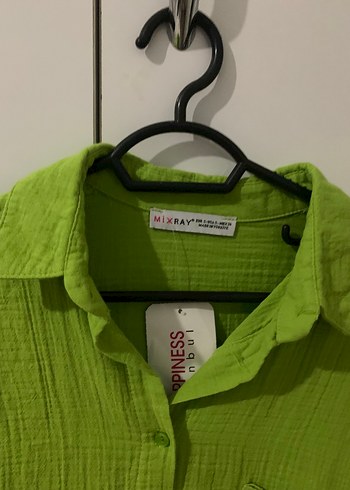 s Beden yeşil Renk Happiness İstanbul Kadın Fıstık Yeşili Oversize Gömlek