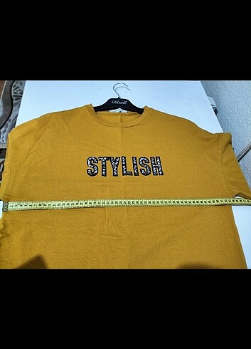 m Beden sarı Renk Kadın tunik sweatshirt 