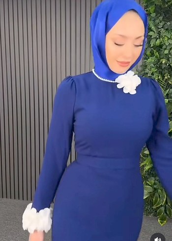Mango Uzun Lacivert Drapeli balık elbise