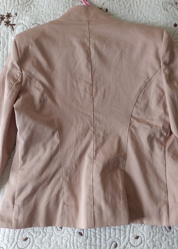 Bej Keten Mini Kadın crop ceket - Görsel 3