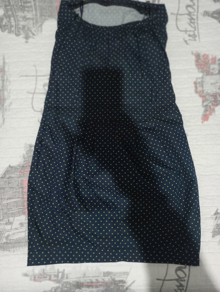 Lacivert Puantiyeli Straplez Midi Elbise - Görsel 3