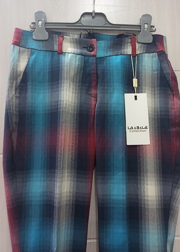 Kadın Çok Renkli yarı dusukbel elastan ekose pastelrenk  Kumaş - Görsel 2